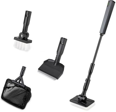 hygger Small Aquarium Cleaning Tools, 4 in 1 Fish Tank Cleaner Kit with Handle,Fish Net,Algae Scraper,Clean Brush,Flat Sponge