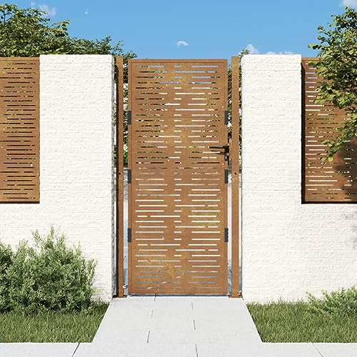 Gecheer Cancello da Giardino 105x180 cm Acciaio Corten Design Quadrato-Home