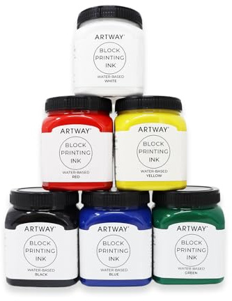 Artway Tinta de Impresión en Bloque - 250ml - Pack Surtido de 6 Colores - Ideal para Relieve, Block y Impresión en Linóleo