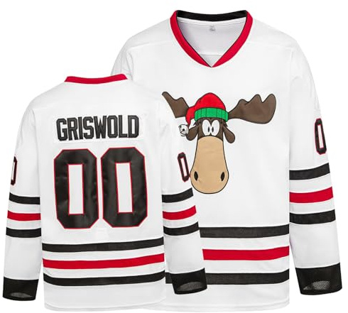 YWIES Griswold #00 Movie Christmas Hockey Jerseys Stitched Letters and Numbers S-XXXL White
