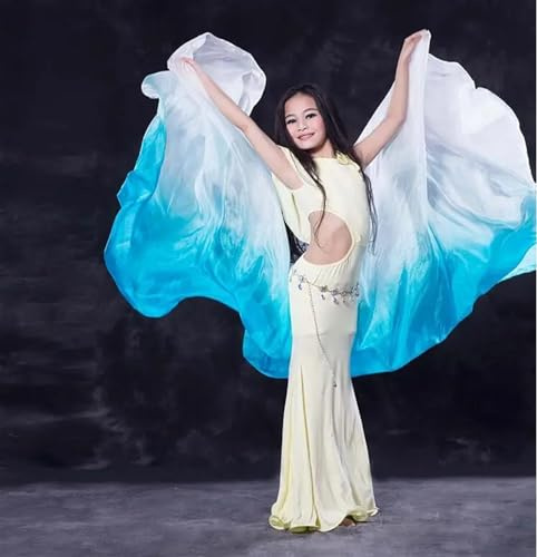 LCKKJHG Danza del Ventre Velo di Seta Seta Sfumata di Colore Veli da Danza Sciarpe Sciarpa di Danza del Ventre Sciarpa 200 * 90 cm per La Danza del Ventre(11)