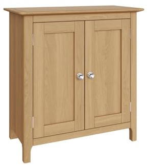 FWStyle Natual Oak 2 Door Compact Sideboard - H67 X W65 X D33cm