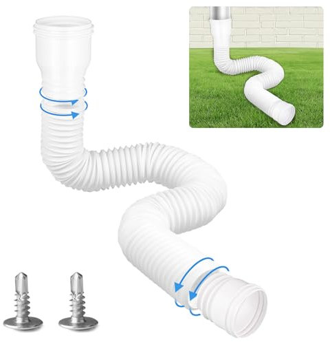 YushengTai Kit de Extensión Flexible para Bajante, Prolongación Redonda para Bajantes de Canalón 80/100 mm, Ampliación Ajustable de Canalones de 47 a 300 cm (Blanco, 1 Pieza)