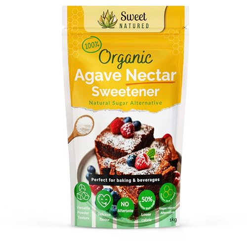 Sweet Natured Organic Agave Nectar Sweetener – 100% Natural, Vegan, and Perfect for Baking, Breakfast & Tea – Powdered Sugar Texture with Honey Taste, 1kg