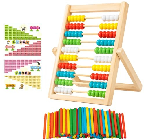 PDirat Abakus Kinder, Rechenschieber 1. Klasse,Rechenrahmen Mit 100 Zählstäbchen Und Rechentafel, Lernspielzeug Für Kinder Ab 3 Jahren, Ideal Für Grundschule Und Vorschule