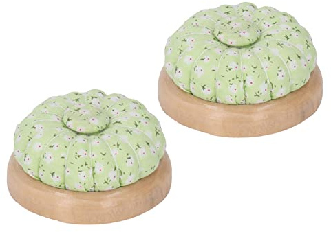 2 pezzi di porta-spilli magnetico a forma di zucca, cuscino per spilli da cucito con top in forte magnete e base in legno, grazioso cuscino per ago per il ricamo a punto croce