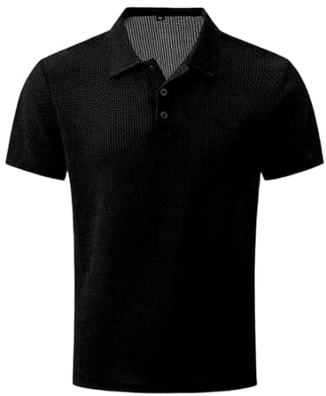 Breeze Polo Shirts for Men Beer Belly Collared Textured Stretchy Quick Dry Casual Golf Short Sleeve Polos Shirt for Men UK Adult