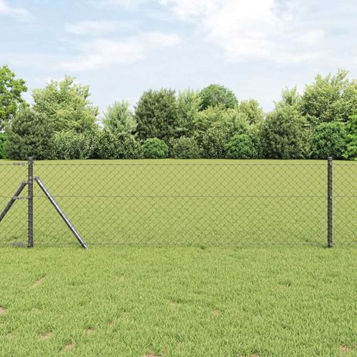 Tonture Recinzione a catena grigia in acciaio, 100 x 80 cm, resistente alle intemperie, con rete metallica, elemento di recinzione per terrazze ed esterni, durevole, per terreno e giardino anteriore
