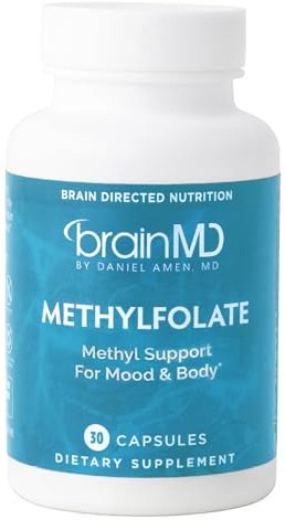 BRAINMD Dr Amen Methylfolate - 30 Capsules - Potent Mood Support - Gluten Free - 30 Servings