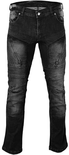 BULLDT Motorradjeans Motorradhose Denim Jeans Hose mit Protektoren 42W / 32L Schwarz
