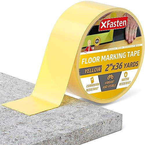 XFasten Vinyl Floor Tape 2 Inch x 36 Yards 6 Mils Gym Floor Tape 2 Inch | Court Marking Tape Outdoor 2 Floor Tape for Gymnasium Classroom | Floor Marking Tape Yellow Tape | Vinyl Tape Dancefloor Tape