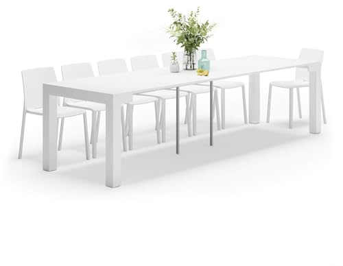 Mobili Fiver, Table Console Extensible, First, 45(305) x 90 cm, Blanc Brillant, fabriquée en Italie