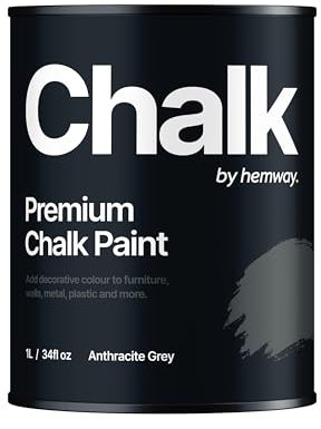 Hemway - Premium Chalk Paint - Anthracite Grey 1 L | Chalky Matt Shabby Chic Finish for Interior Furniture & Walls | Quick Dry & 1 Coat