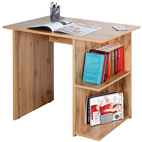 RICOO Schreibtisch mit Schubladen WM089-EW Сomputertisch Desk Schreibtische Bürotisch 82 x 76 x 60 cm PC Tisch klein Holz Gaming Eiche-Wotan