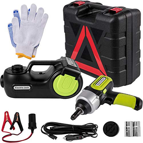 VEVOR Cric 5T per Auto Idraulica Elettrica, Martinetto Idraulico Elettrico 155-420 mm con Compressore Chiave a Impulsi Cassetta degli Attrezzi, 12V Kit Riparazione Cric Martinetto per Auto CRV SUV