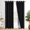 XWZO 100% Blickdicht Vorhänge, Doppellagige Dicker Verdunklungsvorhänge mit Ösen, Schallschutz Thermovorhänge 2er Set Schlafzimmer Gardinen, Blackout Curtain, 220x140 cm(HöhexBreite), Schwarz