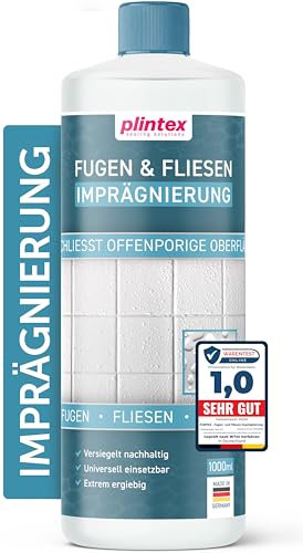 PLINTEX® Grout & Tile Sealer 1L for Shower & Bathroom - Long-Lasting, Water-based Sealant with Lotus Effect - Grouting Protector against Limescale & Dirt - Transparent & Odourless