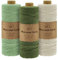 Gemtte Makramee Garn 2mm x100m, 3 Rollen Macrame Cord Geflochten Set, Bunte Makrameegarn für Wandbehang Dekoration, Natur Baumwoll Bastelschnur zum Basteln Stricken Boho Deko