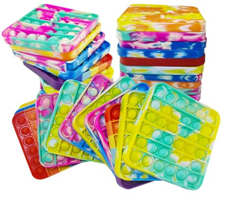 12 PCS Pop Fidget Sensory Toys for Party Favors,Push Pop Bubble Silicone Squeeze Sensory Toys for Kids Adult Autism Special Needs Stress Relief Gift for Birthday Christmas Valentine Classroom Prizes