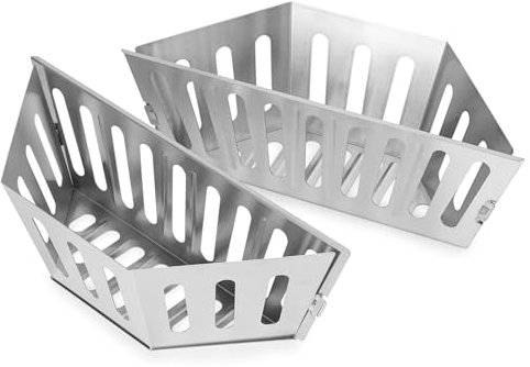 onlyfire Cesto para Carbón de Acero Inoxidable, Soporte para Briquetas de Carbón Más Grande para Parrillas de Carbón Weber de 57/67 cm, Accesorios de Barbacoa, 2 Piezas