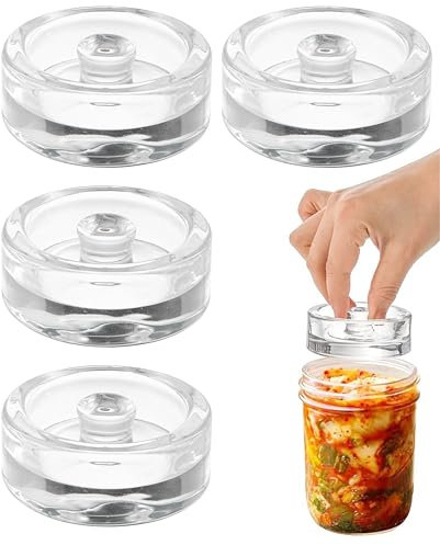 CDDCWZ 4 PCS Poids de Fermentation, Poids en Verre pour Fermentation en Verre ø7 CM, Bocal Fermentation en Verre avec Poignée Facile à Saisir