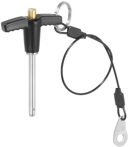PATIKIL Pinze Blocco a Maniglia a T 3/16 x 1,57 (5 x 40mm), Perno a Sgancio Rapido, Perni Posizionamento Sicurezza Acciaio Inossidabile 304 con Pulsante, Cavo con Cordino da 25 Cm