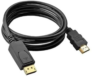 Gold Plated 4K DisplayPort (DP) to HDMI Cable 1.8m Adapter (Unidirectional), 2K, 3D Compatible with TV, Blu-ray Player, PS5/PS4, DVD, Xbox, Soundbar, Sky, PC, Laptop -(Black)