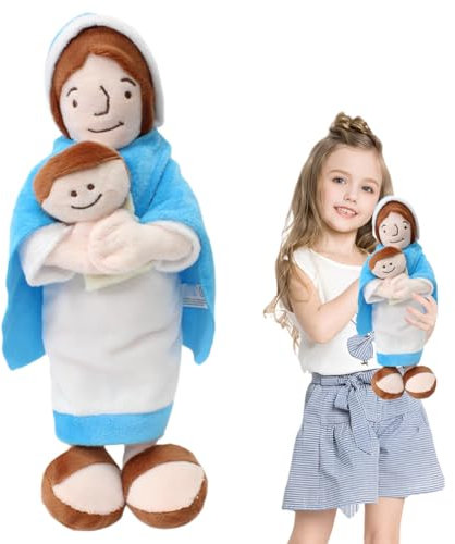 Fouvin Jesus Plüschfigur, Weiche Stoffpuppe 32 cm, Waschbar & leicht an, Christliches Kuscheltier, Christus Plüschtier, Puppe, Jesus Figur für Kinder und Sammler