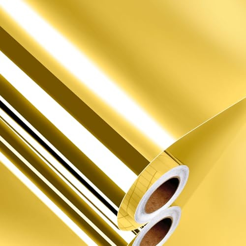 Decotalk Carta Adesiva Per Mobili Specchio Oro 30X300cm Flessibile Specchi Adesivi da Parete Bagno Lavabile Carta da Parati Moderna Con Specchi Oro Wrapping Pellicola Specchio Adesiva Per Mobili Diy