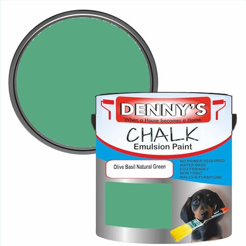 Premium Interior Wall & Furniture Chalk Paint – Olive Basil Natural Green – Rich Matt Finish, Durable & Washable, Low Odour, Ideal for Living Rooms, Bedrooms & Hallways (2.5 litre Tin)