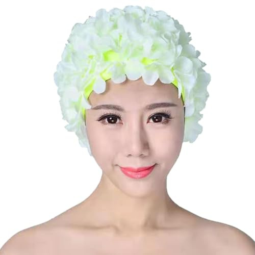 Bonnet de Bain - Conception de pétales Floraux Faits à la Main, Chapeau de Bain élégant | Bonnet de Bain-rétro pour Femmes, Accessoire de Natation à Cheveux Longs et Courts pour Piscine, Plage,