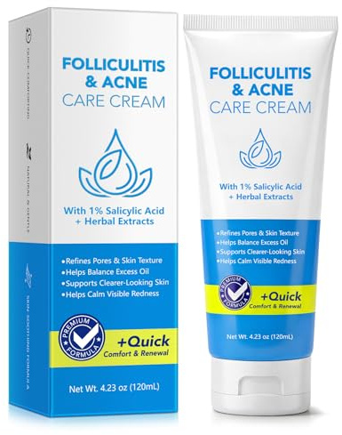 Crema per il trattamento di follicolite e acne, 120 ml, 1% acido salicilico, contro follicolite e acne, pulisce i pori e riduce l'eccesso di grasso della pelle