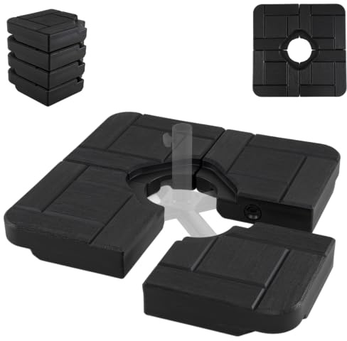 RELAX4LIFE Lot de 4 Dalle de Parasol Excentré à Remplir 84 KG en HDPE, Noir
