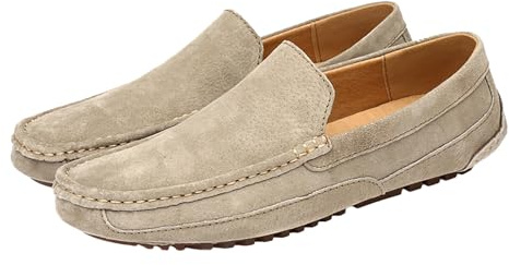Läderloafers för män vardagliga slip-on skor mjuka bekväma mockasiner körloafer lätta båttofflor halkfria platta sulor mockasiner bred passform skor för arbete körning vardaglig