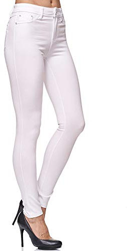 Elara Damen Stretch Hose Skinny Fit Jegging Chunkyrayan H13 White 36 (S)