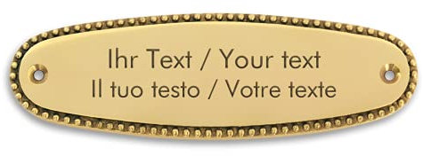 Türschild mit personalisierter Gravur aus Messing - 125 x 38 mm, oval, Schmuckrand - Messingschild, Namensschild, Klingelschild mit eigenen Texten