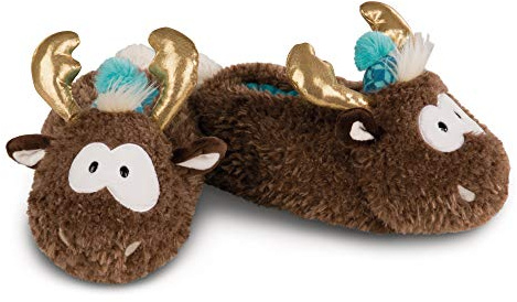 NICI 44131 Chaussons en Peluche en Forme de Renne Reny Heart, Taille 38-41 (L), Marron