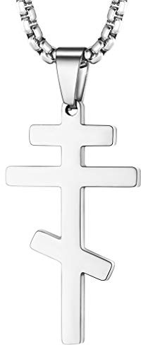 FaithHeart Kristet halsband för män, personligt ryskortodoxt korshänge, i rostfritt stål, krucifix, halsberlock, Jesus Kristus-smycke, religiös gåva