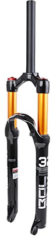 BOLANY MTB-gaffel cykelgaffel 26/27,5/29 Air mountainbike fjädergaffel, MTB-gasgaffel 120 mm fjäderväg rakt/Tapered tub magnesiumlegering fjädergaffel (27,5 rak axelstyrning)