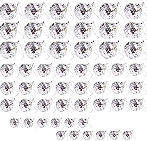 Lot de 54 Boules Disco Miroir, Décoration de 3 Tailles à Suspendre, Boule Réfléchissante pour Bar, Accessoires de Scène, d'arbre de Noël et Fournitures