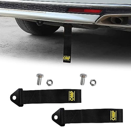 Cinghia di traino,Trailer Corda,Cinghia di Traino da Corsa,ad alta resistenza Cinghia di traino,Veicolo di emergenza Rimorchio corda,per Paraurti Posteriore Anteriore,Nero,2 pezzi