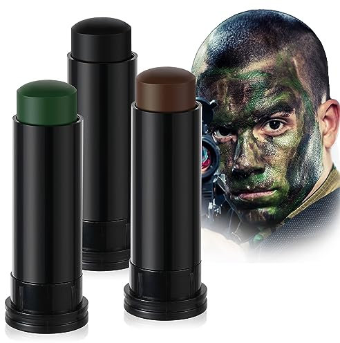 Aomig Bodypainting Farben, 3pcs Öl Creamy Blendable Stick , Ölbasierte Ungiftig Schminkstifte für Gesicht & Körper, Make-up Face Paint für Halloween Körperkunst Party Schminke（schwarz+braun+grün）