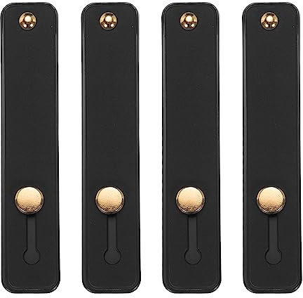 QUARKZMAN 4pcs Téléphone Boucle Doigt Support Silicone Téléphone Sangle Poignée Porteur Téléphone Portable Poignée Chevalet pour Plupart Téléphone-Intelligent Noir