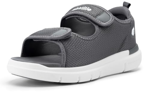 FitVille Sandalias para Diabéticos Hombre Ancho Zapatos Ortopédicos Cierre con Hebilla Sandalias de Rehabilitación con Abertura para Pies Hinchados