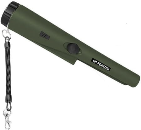 E-THOL Pinpointer Détecteur de métaux manuel avec flash LED, portée de détection à 360°, sac de ceinture, anneau en acier et cordon de cou, avec alarme et vibration (vert)