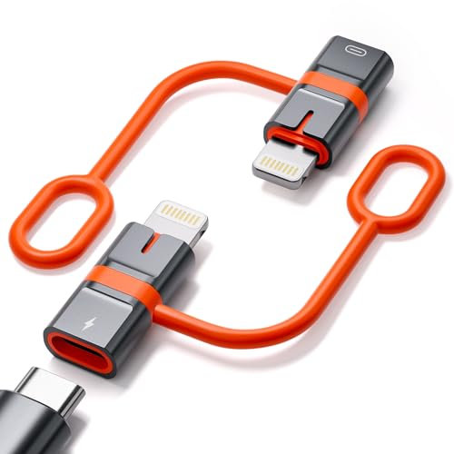 Adattatore USB C a Lightening 30W (Set di 2), adattatore USB C femmina a lightening maschio adattatore lightening USB C ricarica rapida per telefono 14 13 12 11, adattatore lightening a USB C