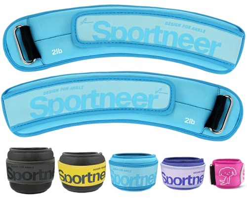 Sportneer Ensemble de manchettes lestées, manchettes pour les pieds, 2 * 0,23 kg/2 * 0,45 kg/2 * 0,9 kg/2 * 1,36 kg/2 * 2,27 kg, manchettes lestées pour les bras et les poignets, poids de course pour