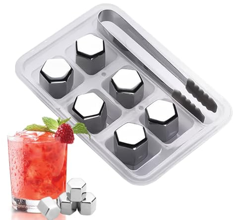 Frigorífico de bebidas con piedras – de congelación reutilizables para bebidas, bloques de whisky metálicos, bloques de enfriamiento de acero inoxidable – Piedras de refrigeración de referencia