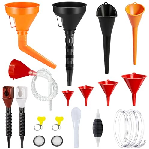 Seconero 13 Pièces Entonnoir Carburant, Entonnoir Essence Universels | Entonnoir Huile Moteur avec Tuyau, Entonnoirs à Longue, Entonnoir Carburant Grande Largeur pour Voiture, Atelier et Maison