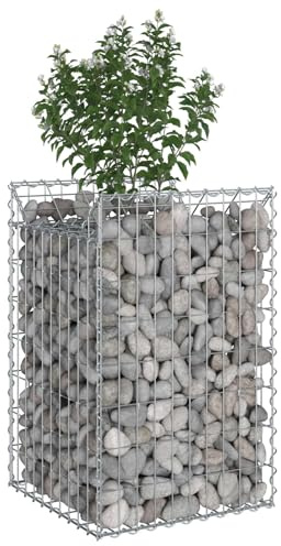 vidaXL Jardinera elevada plateada 50 x 50 x 80 cm de acero galvanizado, valla de jardín, barreras rectangulares para exteriores, paneles de protección visual, hardware duradero para paisajismo y